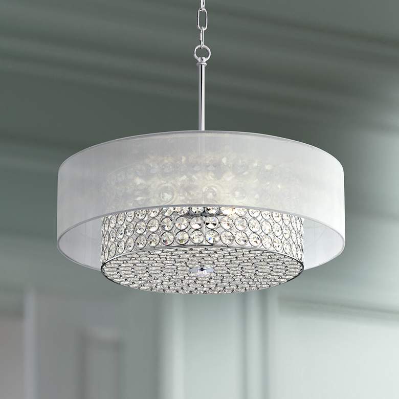 Image 1 Possini Euro Viviette 20 inch Wide Chrome and Modern Crystal Pendant Light