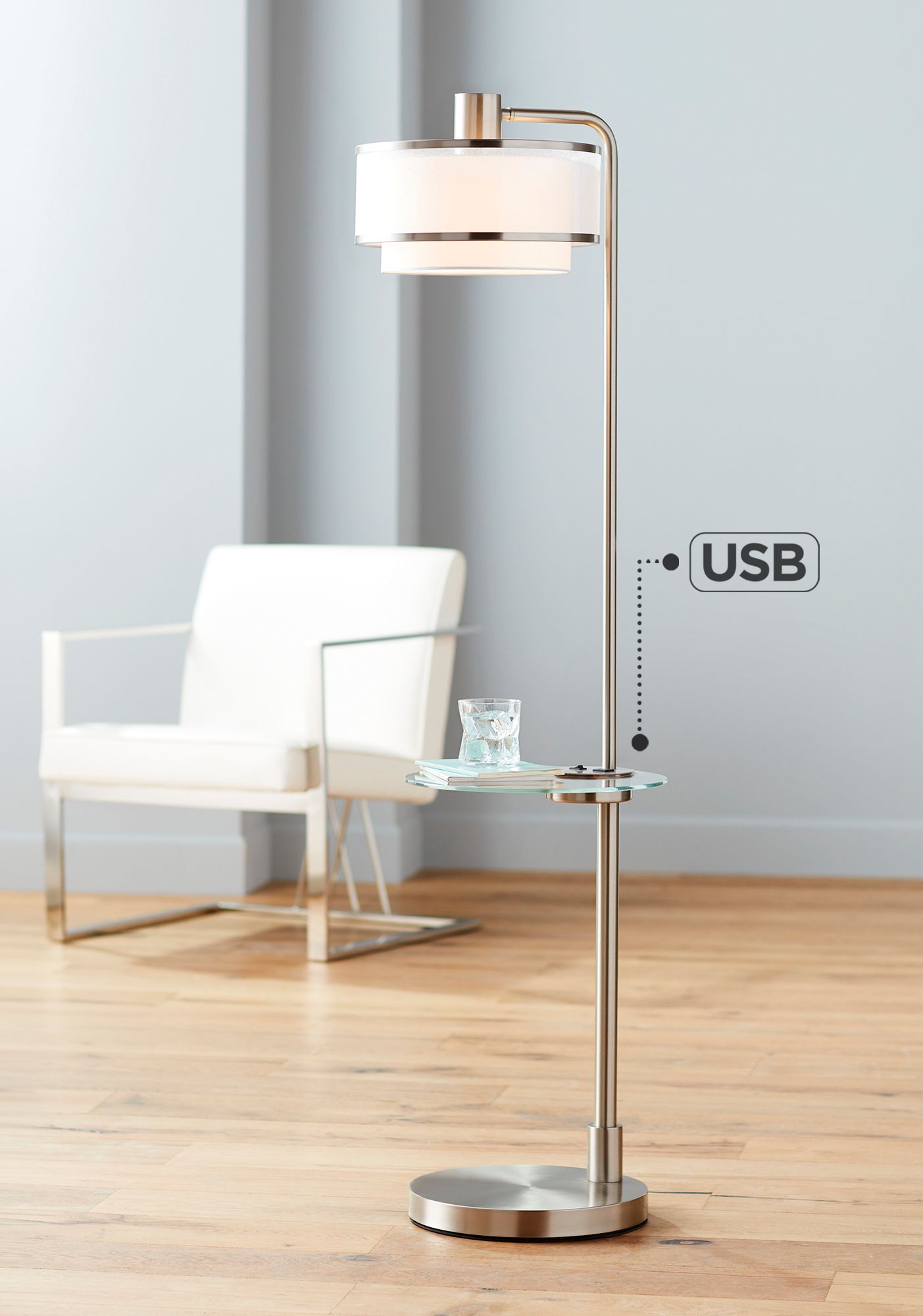 Modern floor best sale lamp with table