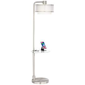 Image4 of Possini Euro Vogue 60" Modern Tray Table and USB Floor Lamp more views