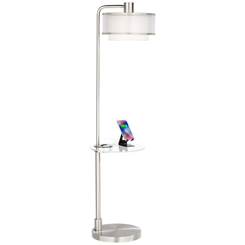 Image 4 Possini Euro Vogue 60" Modern Tray Table and USB Floor Lamp more views