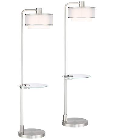 Possini Euro Vogue 60" Modern Tray Table USB Floor Lamps Set of 2
