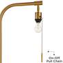 Thumbnail4 of Possini Euro Volta Brass Finish Glass Tray Table USB Floor Lamps Set of 2 more views