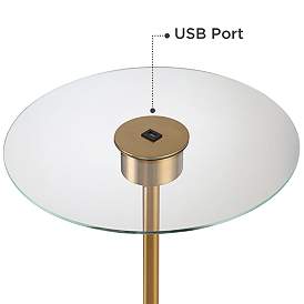 Image4 of Possini Euro Volta Brass Finish Glass Tray Table USB Floor Lamps Set of 2 more views