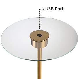 Image5 of Possini Euro Volta Brass Finish Glass Tray Table USB Floor Lamps Set of 2 more views