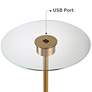 Possini Euro Volta Brass Finish Glass Tray Table USB Floor Lamps Set of 2