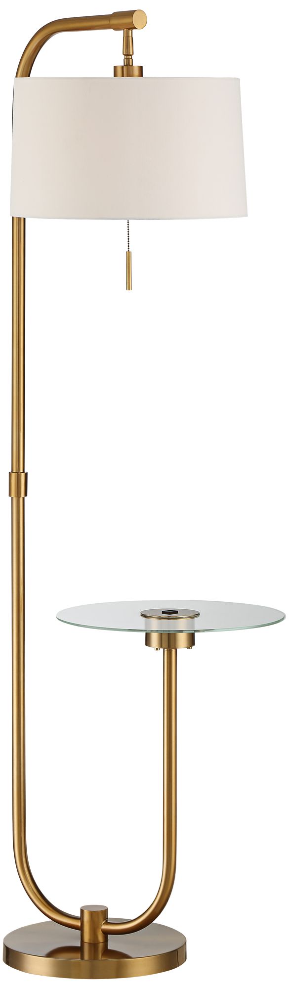 Possini Euro Volta Brass Finish Glass Tray Table USB Floor Lamps Set of 2 in scene