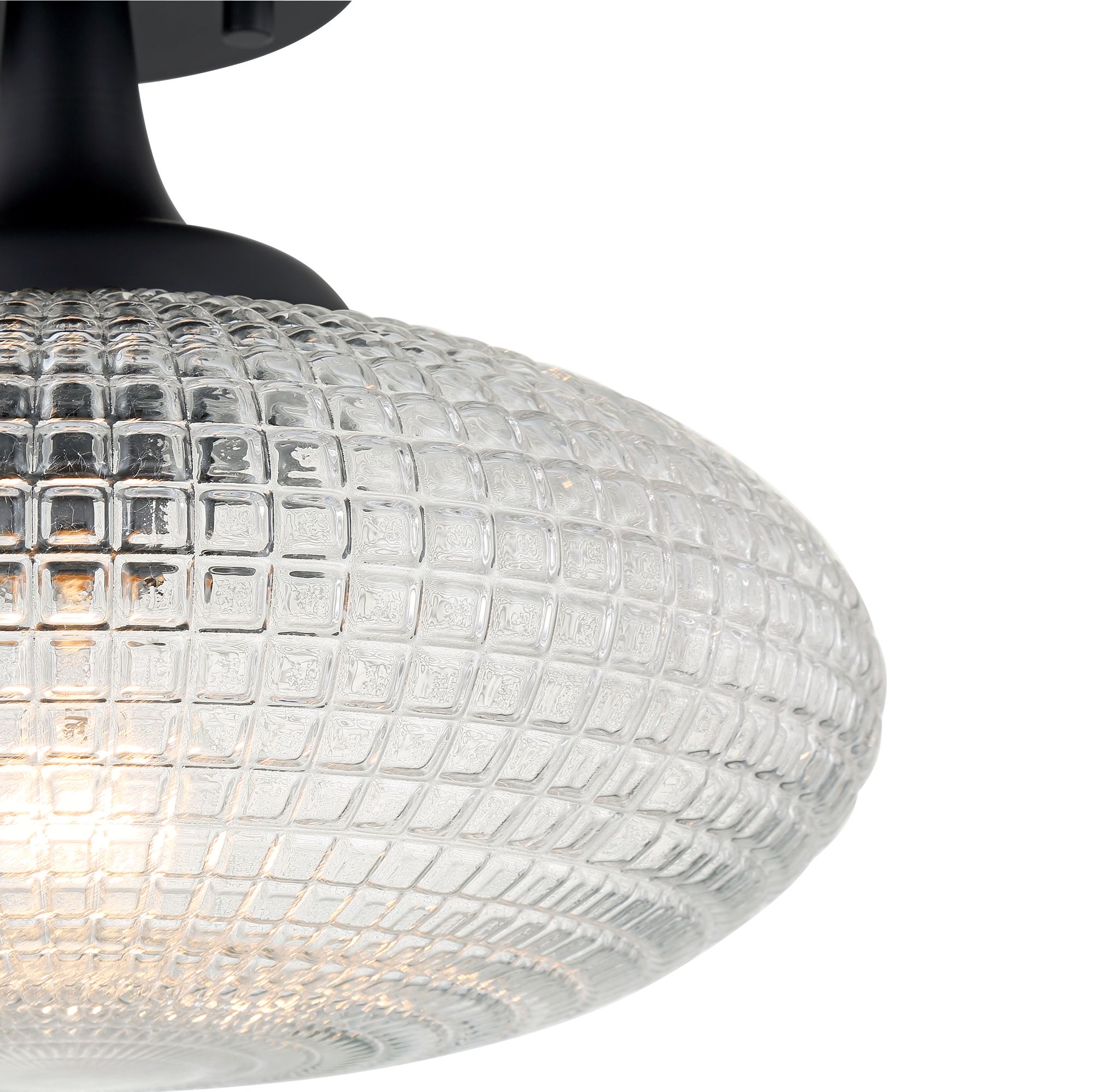 Image 3 Possini Euro Voltri 12" Wide Matte Black and Glass Ceiling Light more views