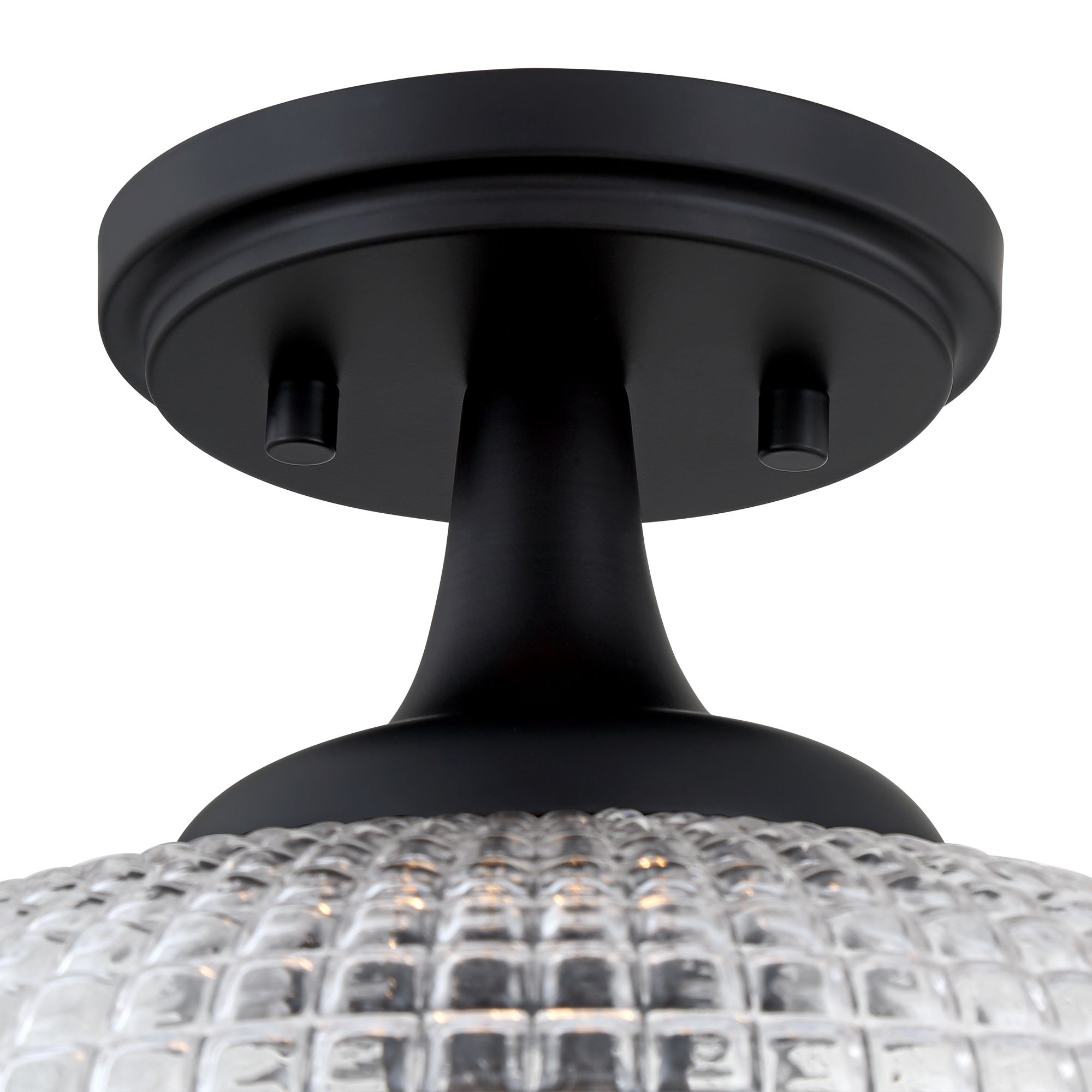 Image 4 Possini Euro Voltri 12" Wide Matte Black and Glass Ceiling Light more views