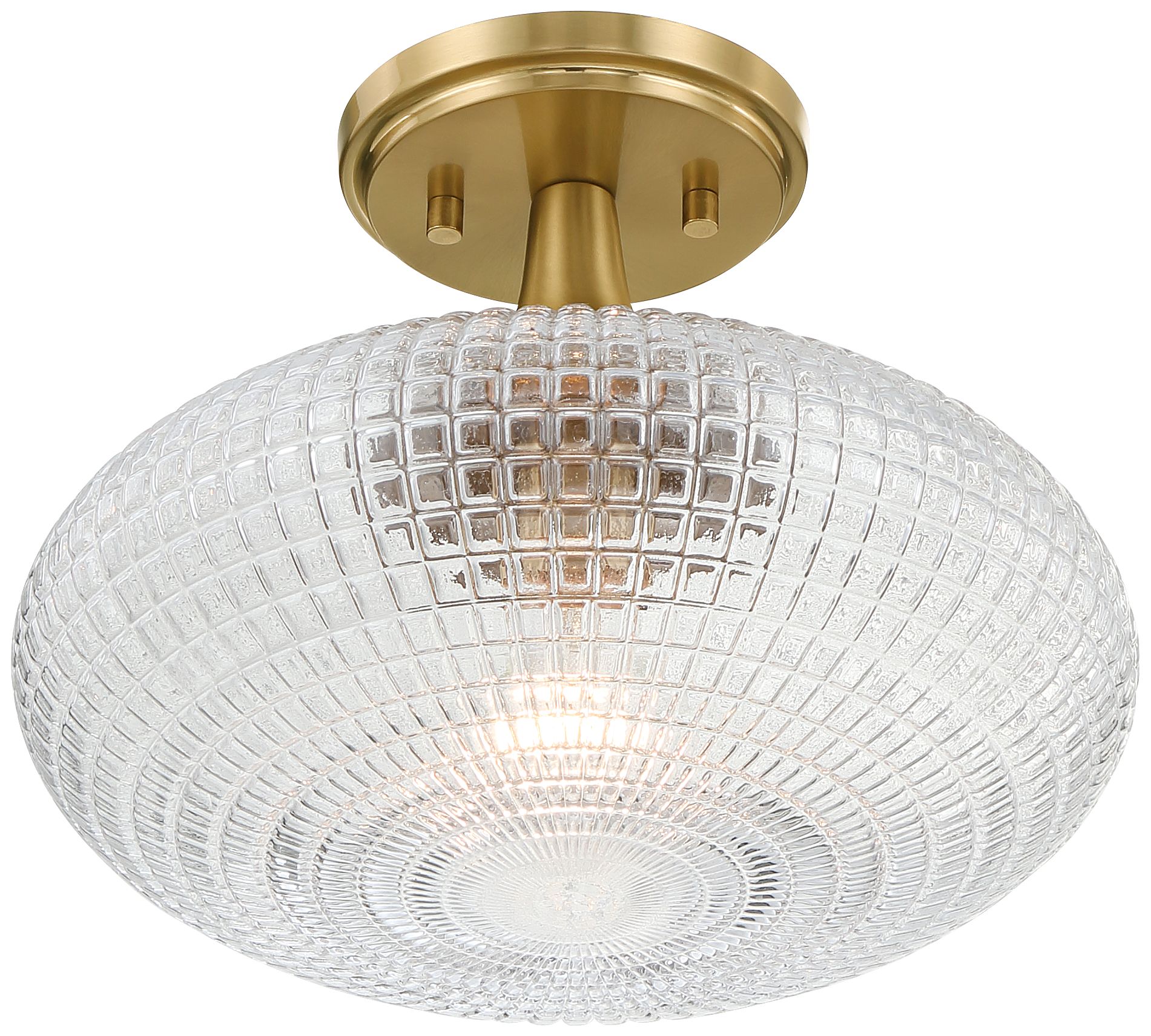 Possini Euro Voltri 12" Wide Warm Brass and Glass Ceiling Light