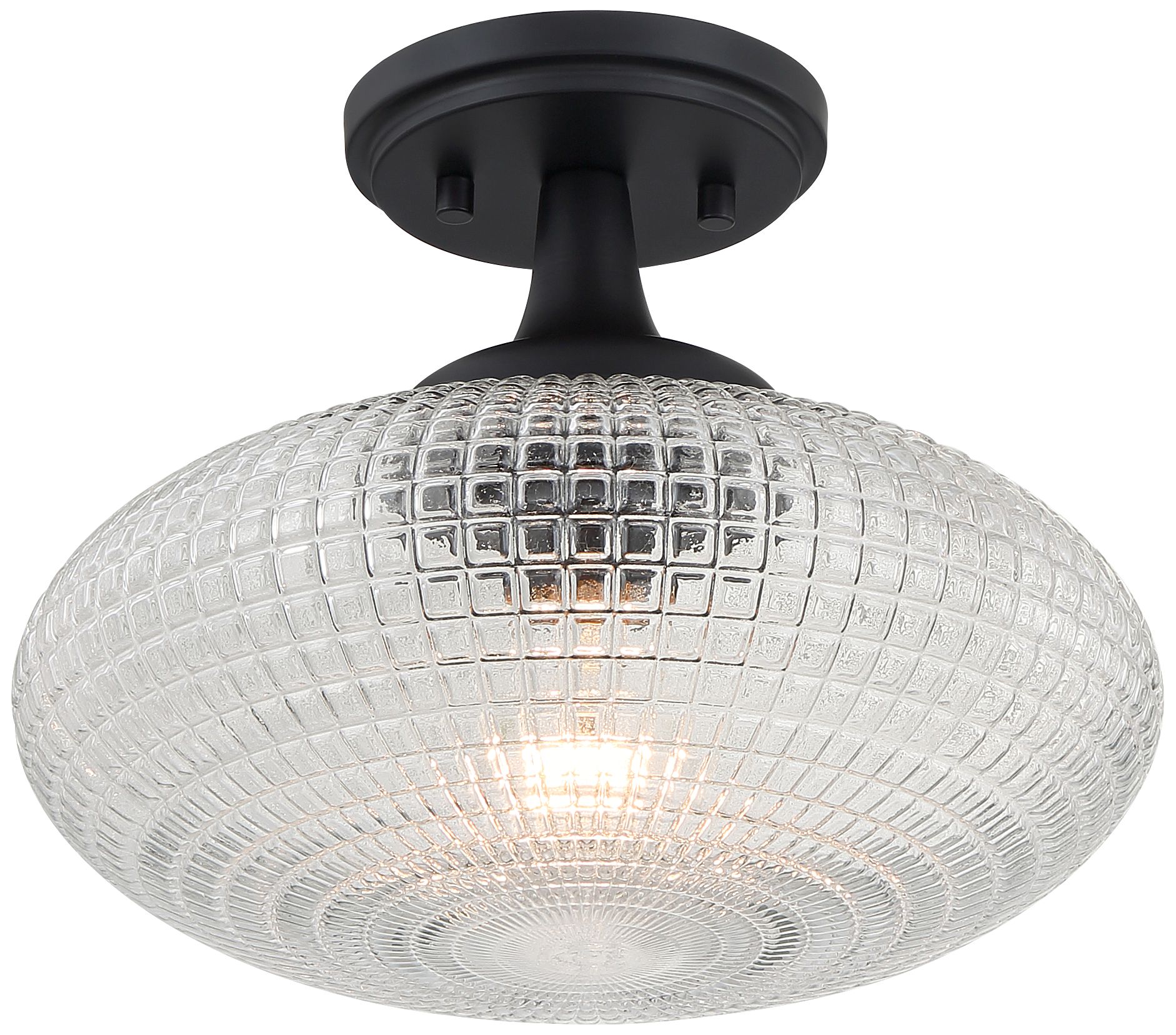 Image 2 Possini Euro Voltri 12"W Matte Black and Vintage Glass Ceiling Light