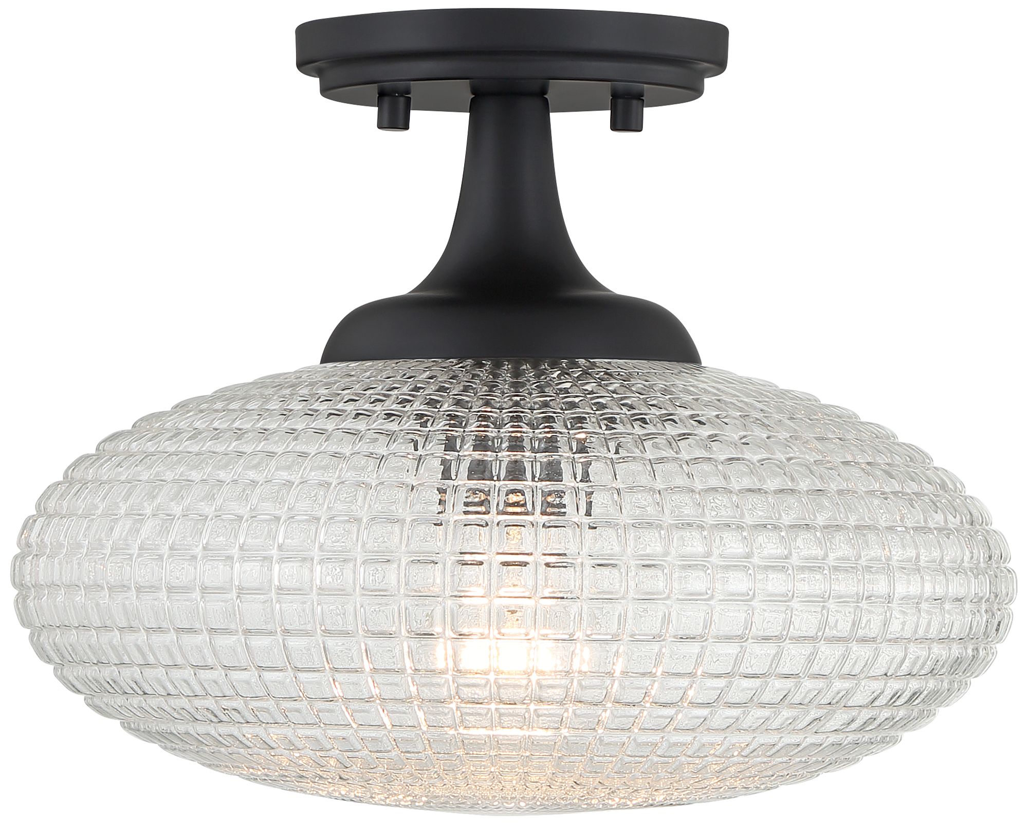 Image 6 Possini Euro Voltri 12"W Matte Black and Vintage Glass Ceiling Light more views