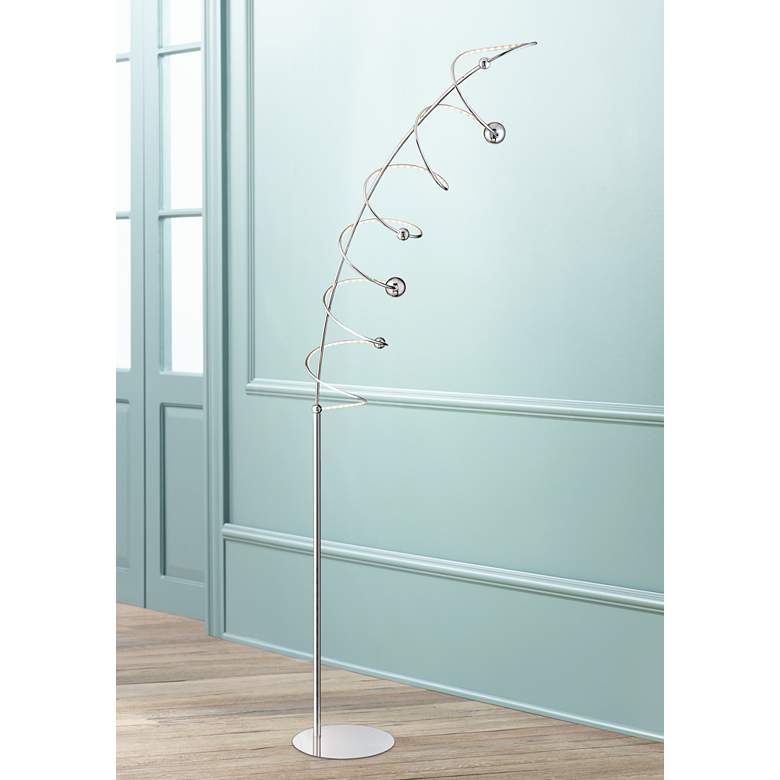 Image 1 Possini Euro Vortex Chrome LED Floor Lamp