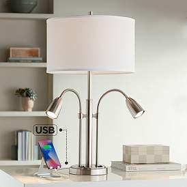 Image1 of Possini Euro Wagner 29 3/4" Brushed Nickel USB Gooseneck Table Lamp