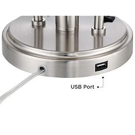 Image5 of Possini Euro Wagner 29 3/4" Brushed Nickel USB Gooseneck Table Lamp more views