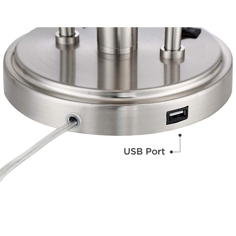 Image 5 Possini Euro Wagner 29 3/4 inch Brushed Nickel USB Gooseneck Table Lamp more views