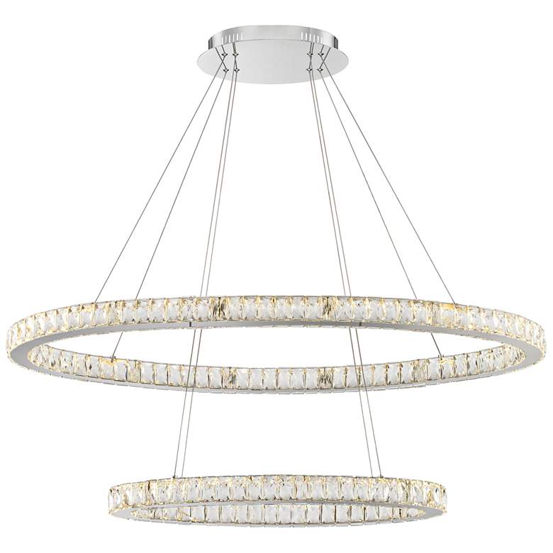 Image 3 Possini Euro Wainwright 48" Modern LED Crystal Double Ring Pendant