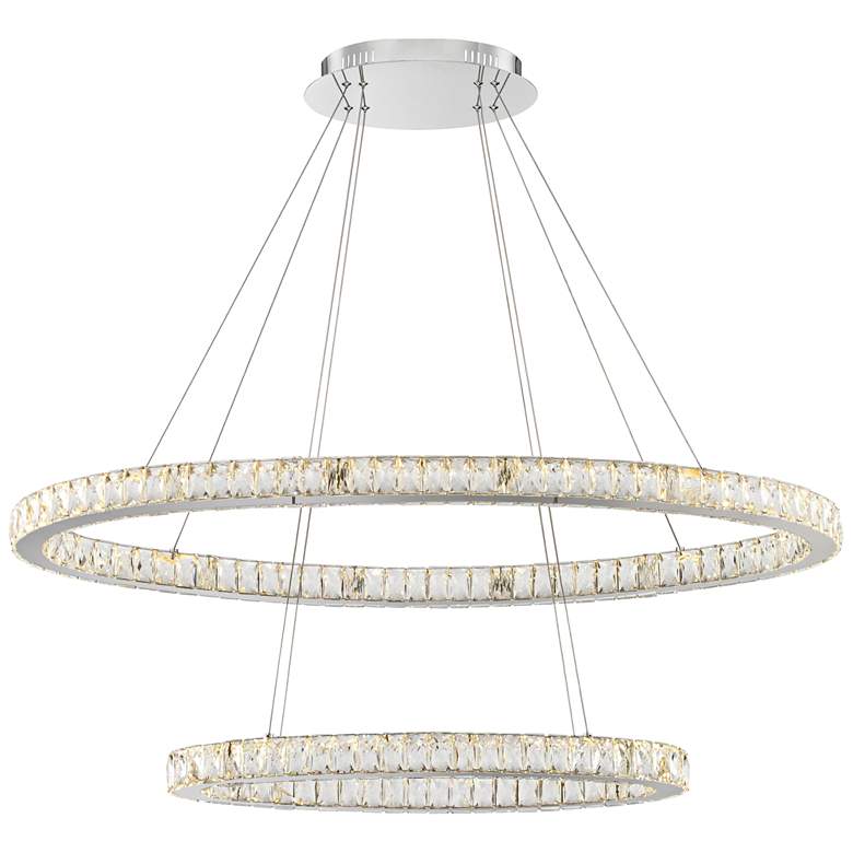 Image 3 Possini Euro Wainwright 48 inch Modern LED Crystal Double Ring Pendant