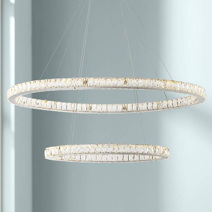 Possini Euro Wainwright 48 Modern LED Crystal Double Ring Pendant - #66G07