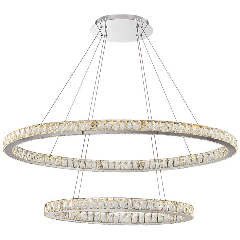 Image 6 Possini Euro Wainwright 48 inch Modern LED Crystal Double Ring Pendant more views