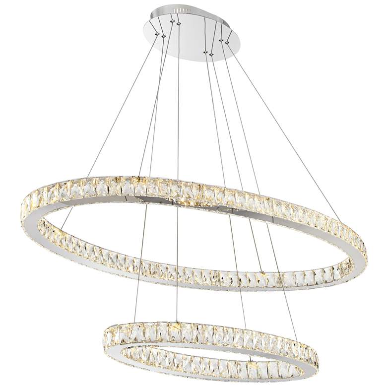 Image 7 Possini Euro Wainwright 48" Modern LED Crystal Double Ring Pendant more views