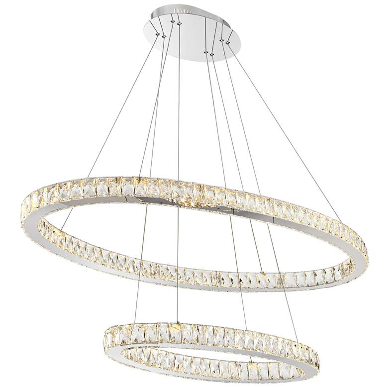 Image 7 Possini Euro Wainwright 48 inch Modern LED Crystal Double Ring Pendant more views