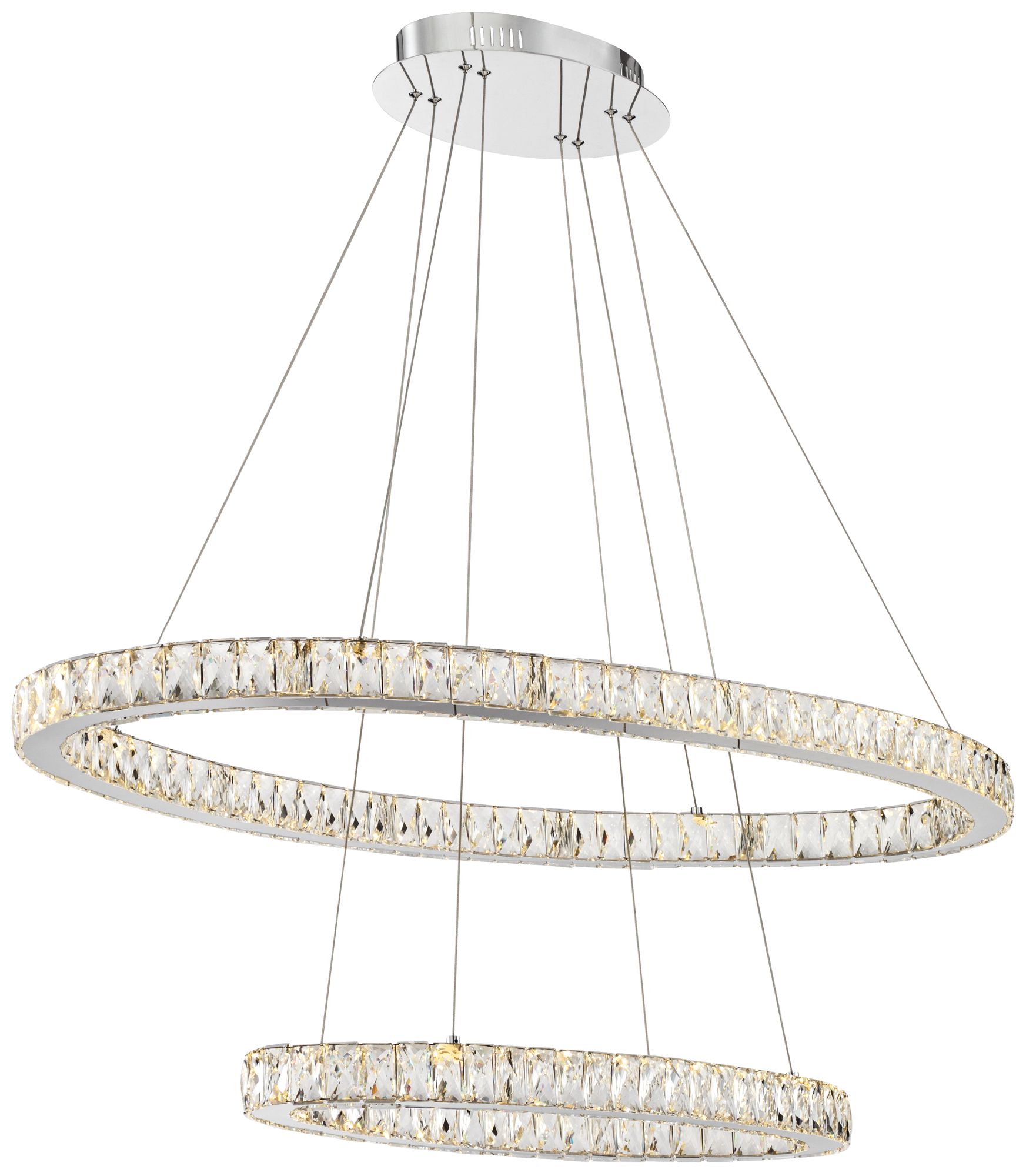 Possini Euro Wainwright 48" Modern LED Crystal Double Ring Pendant in scene
