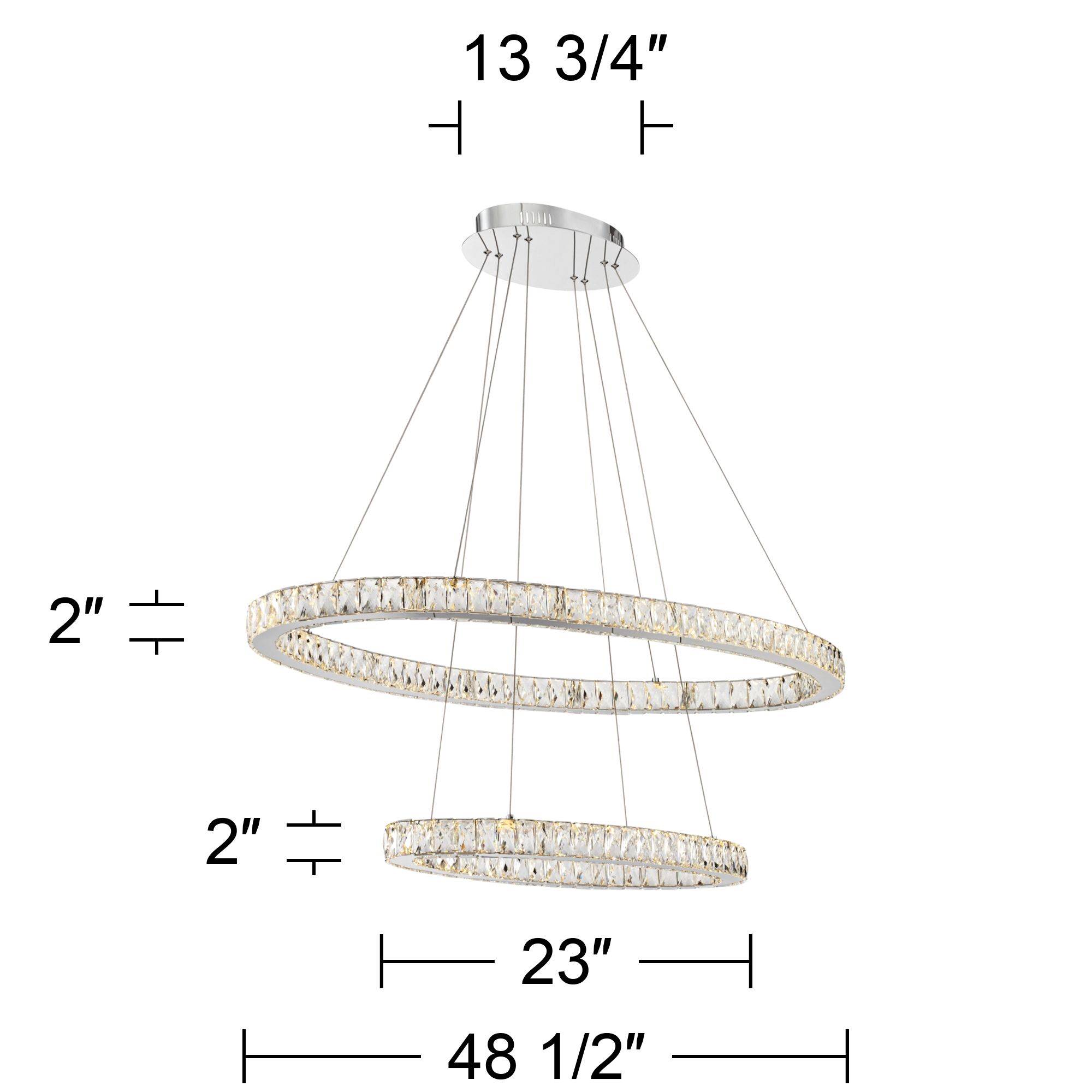 Possini Euro Wainwright 48" Modern LED Crystal Double Ring Pendant in scene