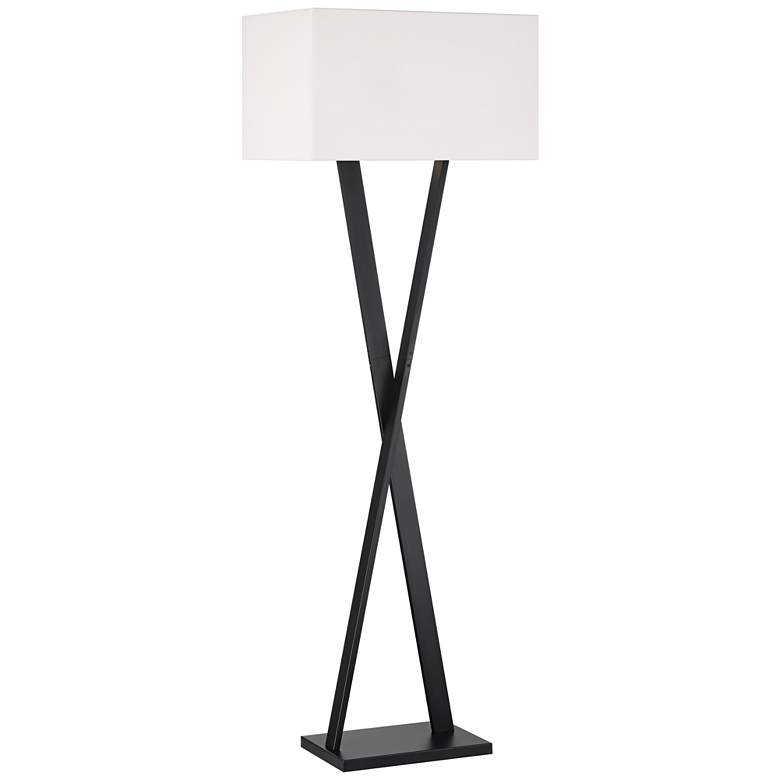 Image 2 Possini Euro Waldorf 65" High Modern Black Metal X Floor Lamp