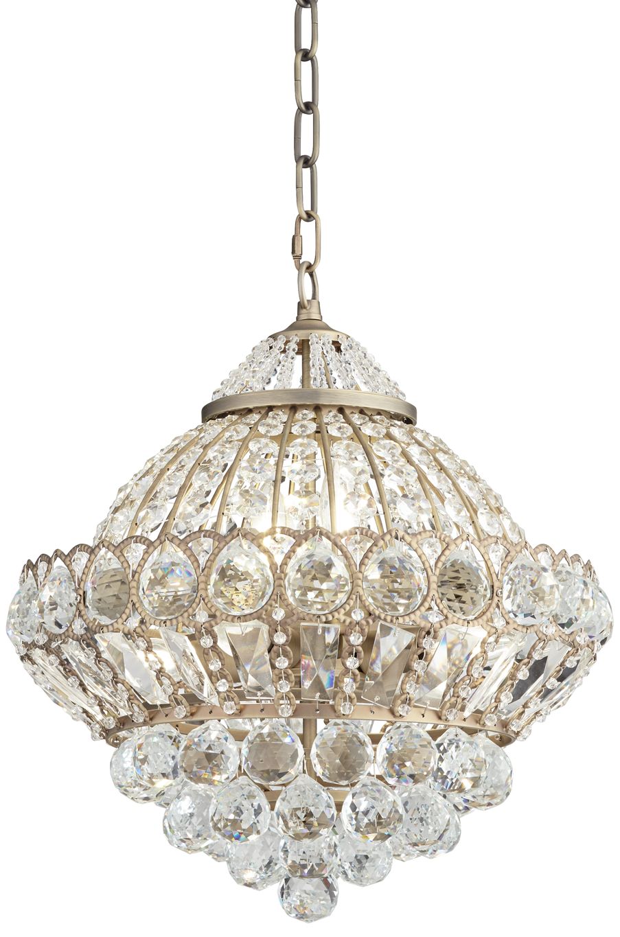 Image 3 Possini Euro Wallingford 16" Antique Brass Crystal Chandelier