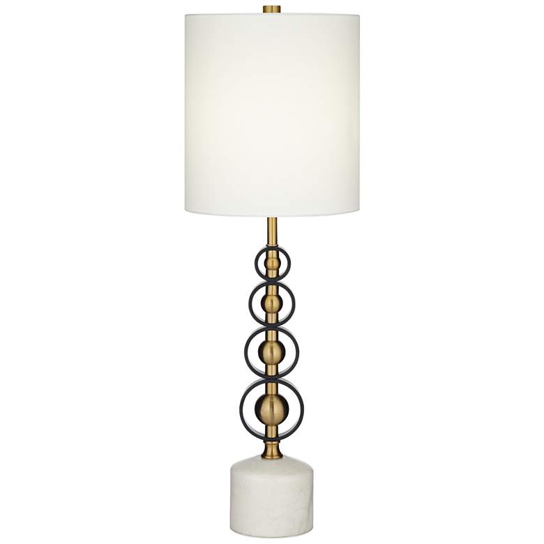 Image 2 Possini Euro Wallis 29 1/2 inch Marble and Brass Luxe Modern Table Lamp