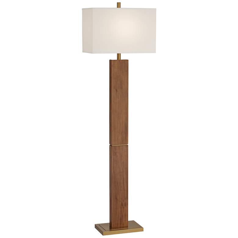 Image 2 Possini Euro Walnut Grove 64" Solid Wood Column Floor Lamp with Dimmer