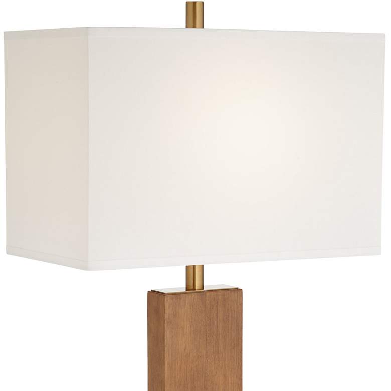 Image 3 Possini Euro Walnut Grove 64" Solid Wood Column Floor Lamp with Dimmer more views