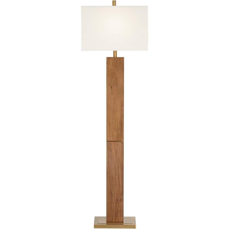 Image 7 Possini Euro Walnut Grove 64" Solid Wood Column Floor Lamp with Dimmer more views