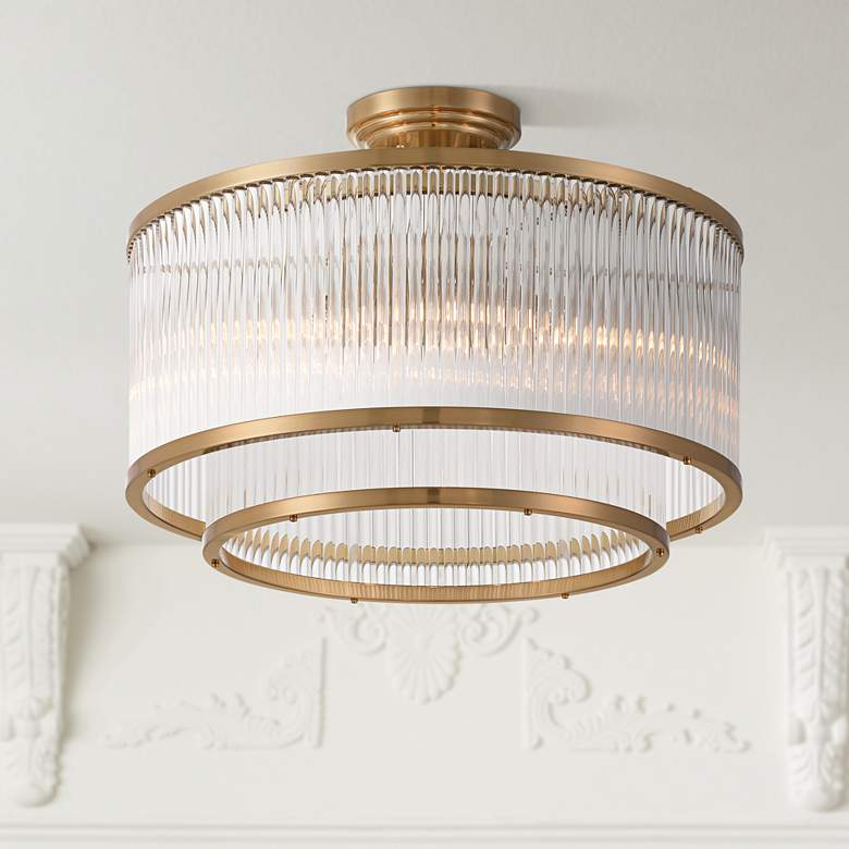 Image 1 Possini Euro Warren 16 1/4" Bronze and Crystal 5-Light Ceiling Light