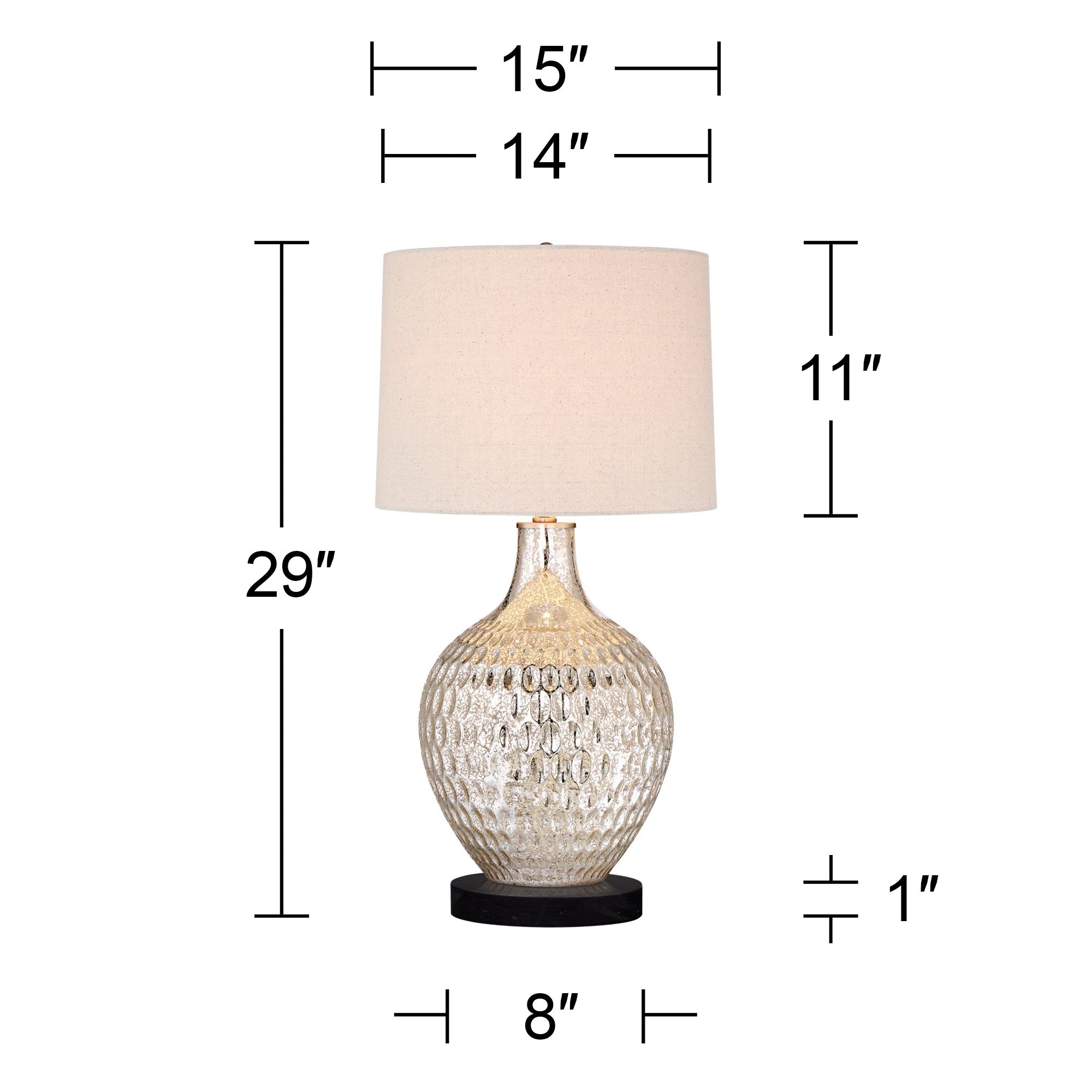 Image 5 Possini Euro Waylon 29 1/2" Mercury Glass Lamp with Black Marble Riser more views