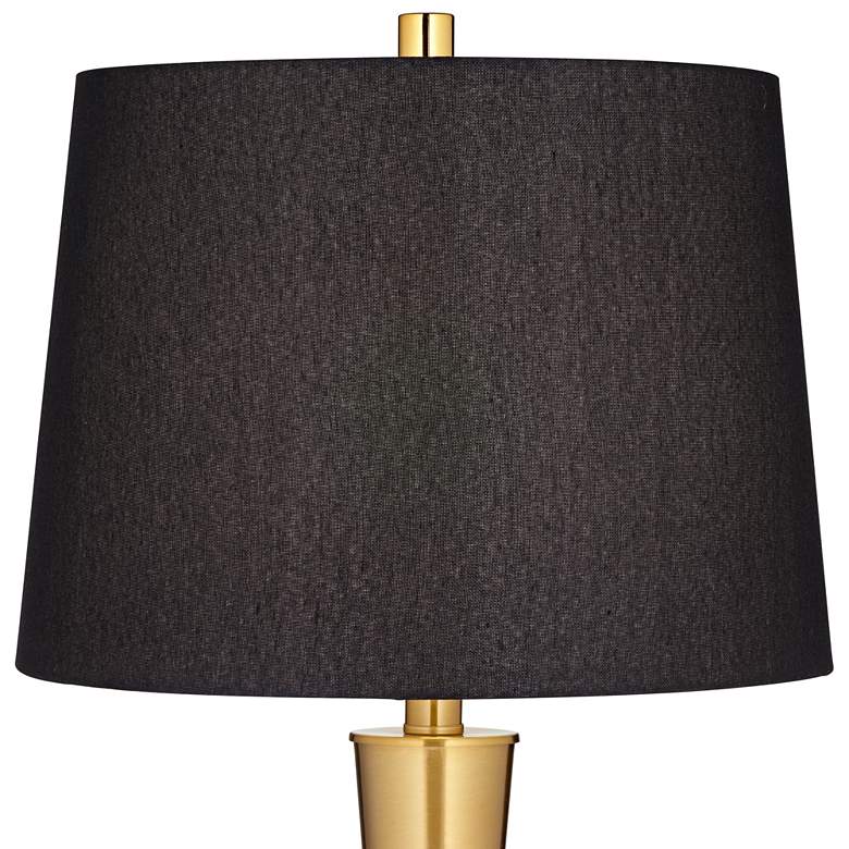 Image 7 Possini Euro Wayne 29 1/4" Brass and Black Marble USB Lamps Set of 2 more views