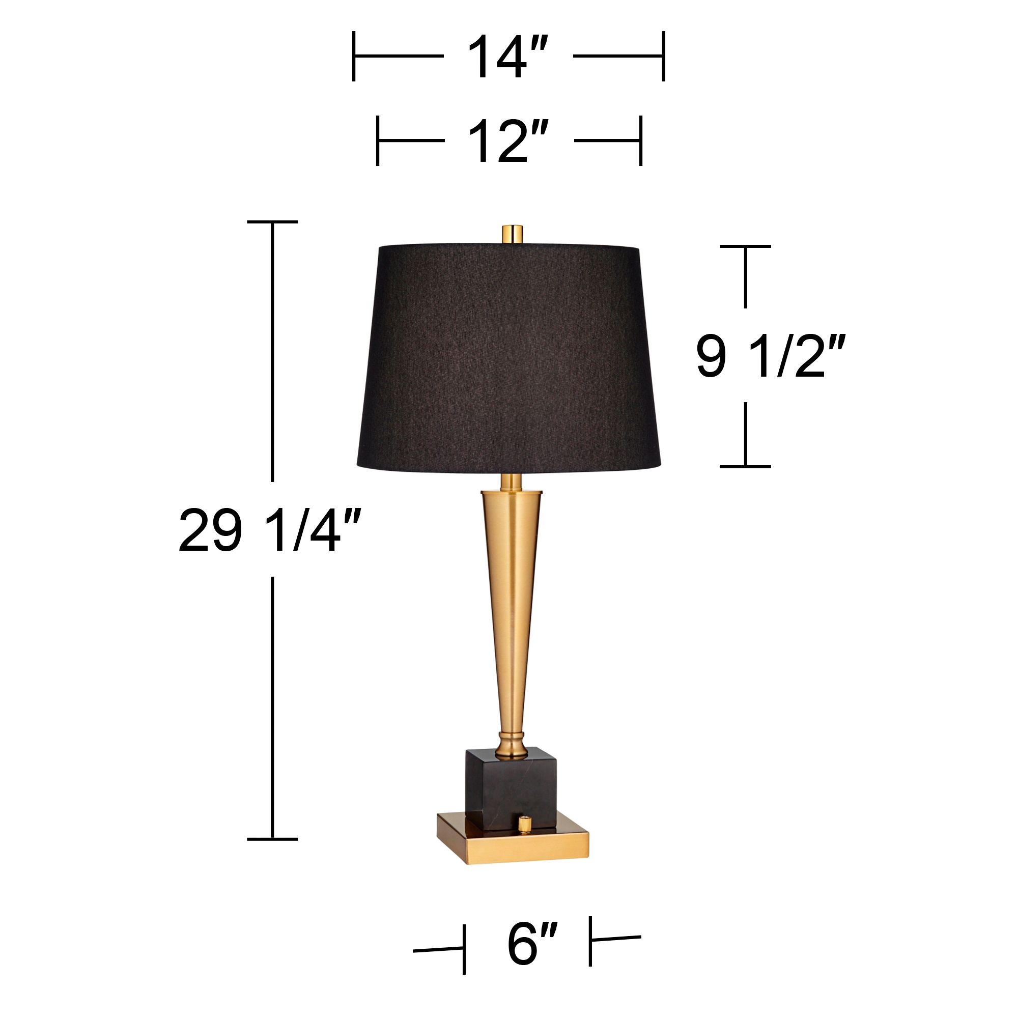 Possini Euro Wayne 29 1/4" Brass and Black Marble USB Lamps Set of 2