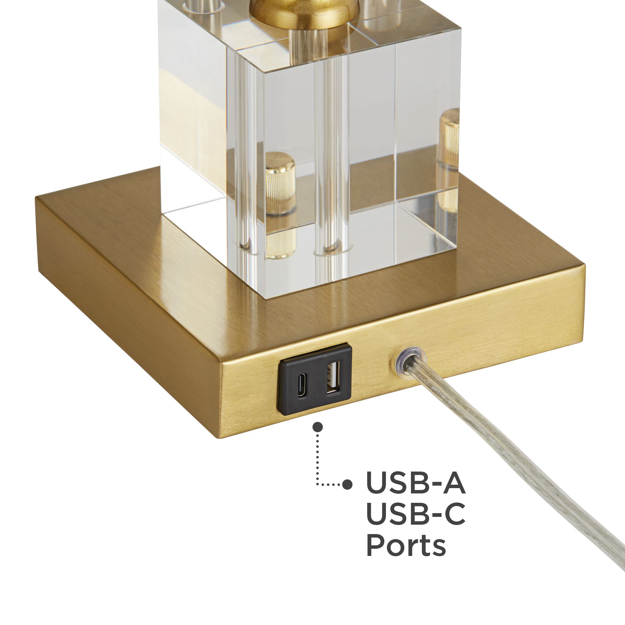 Possini Euro Wayne 29 1/4"  Brass and Crystal USB Lamps Set of 2