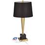 Possini Euro Wayne 29 1/4" Brass and Marble Table Lamp with USB Ports