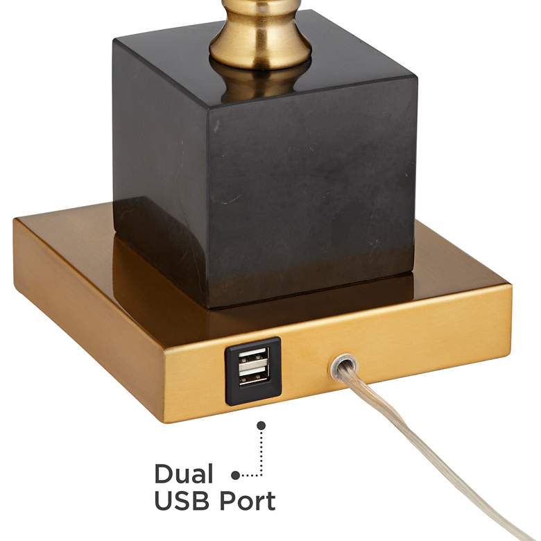 Image 5 Possini Euro Wayne 29 1/4" Brass and Marble Table Lamp with USB Ports more views