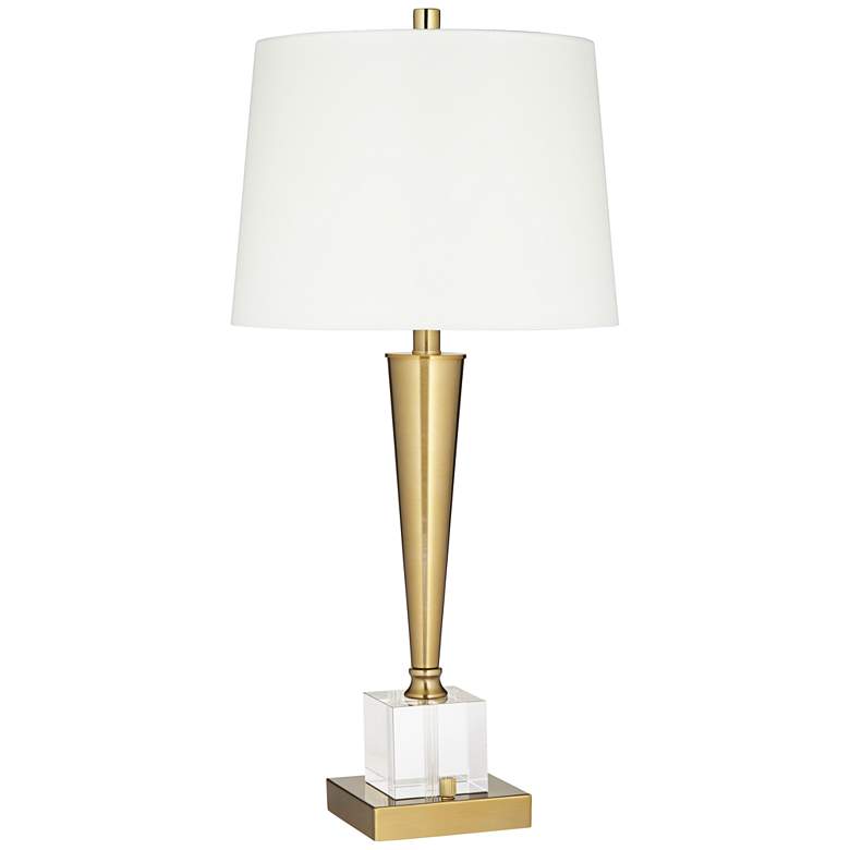 Image 2 Possini Euro Wayne 29 1/4" Brass Finish Crystal USB Table Lamp