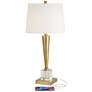 3_Possini Euro Wayne 29 1/4" Brass Finish Crystal USB Table Lamp more views