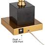 Possini Euro Wayne Brass and Black Marble Lamps with USB Ports Set of 2