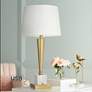 Possini Euro Wayne Brass and Crystal Table Lamps with USB Ports Set of 2