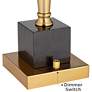 Possini Euro Wayne Brass Metal and Black Marble Table Lamp with USB Ports