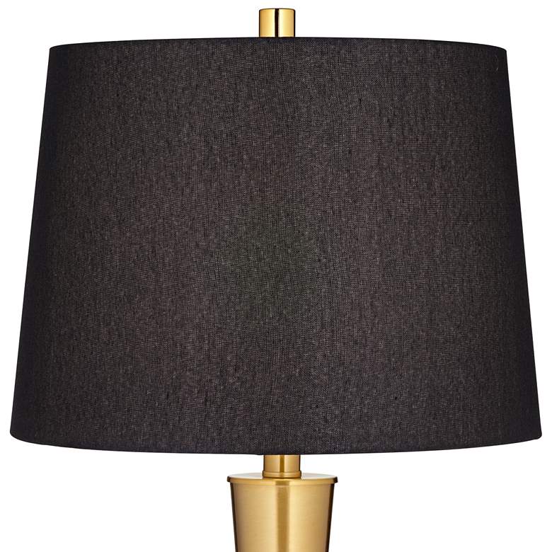 Image 7 Possini Euro Wayne Brass Metal and Black Marble Table Lamp with USB Ports more views
