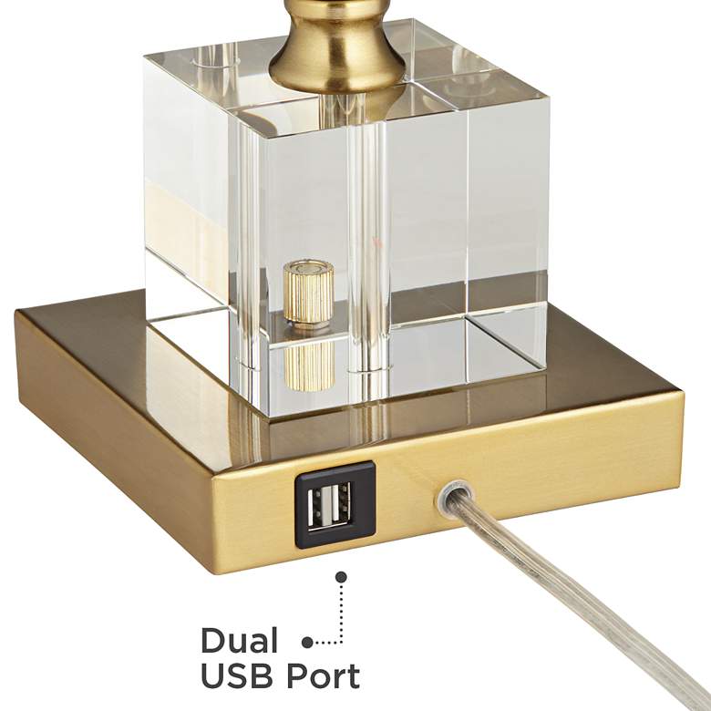 Image 7 Possini Euro Wayne Brass Metal and Crystal Table Lamp with USB Ports more views