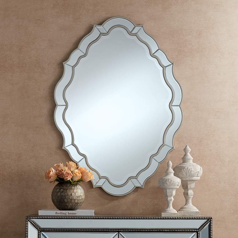 Image 1 Possini Euro Werton 30 inch x 42 inch Champagne Wall Mirror