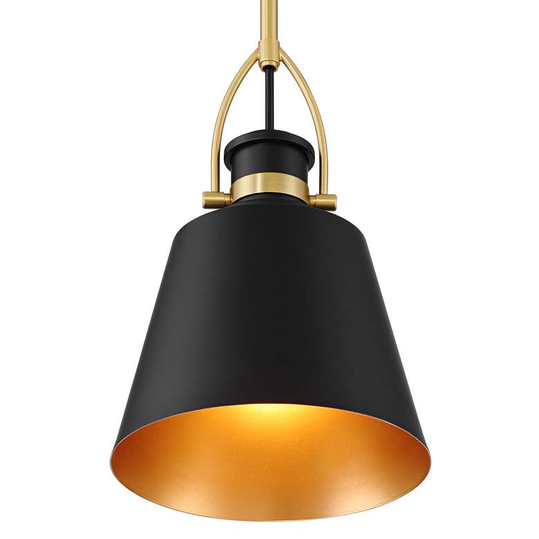 Image 3 Possini Euro West 8"W Matte Black and Sand Gold Mini Pendant more views