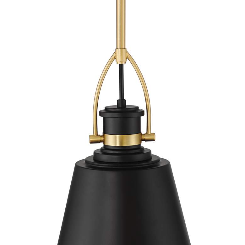 Image 4 Possini Euro West 8"W Matte Black and Sand Gold Mini Pendant more views